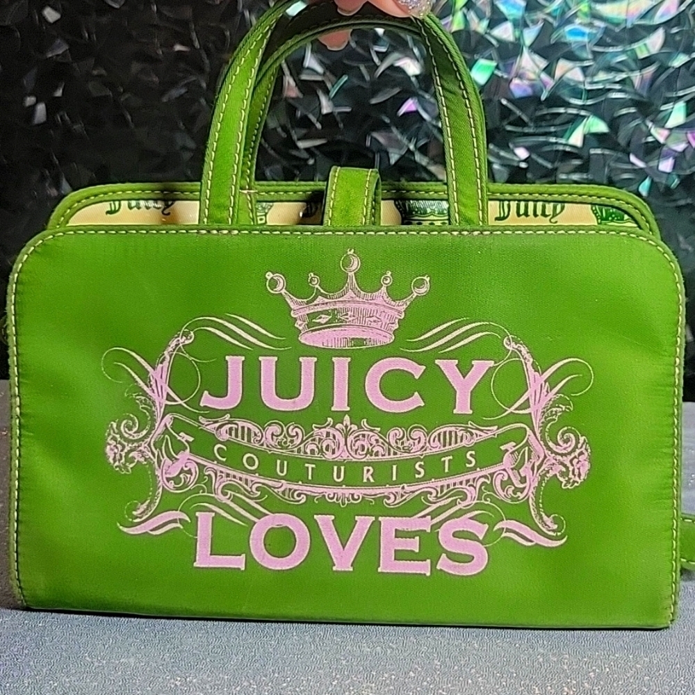 Y2K Juicy Couture Vintage Hot Pink & Green Bathroom Travel Vanity Makeup Case